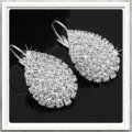 ***EXQUISITE DAZZLING***  RHINESTONE BRIDAL, EVENING WEAR SILVER ALLOY STUD/LEVERBACK EARRINGS