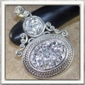 ***EXCEEDINGLY BEAUTIFUL***ANTIQUE STYLE SILVER DRUZY .925 SILVER FILLED PENDANT!