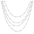 STUNNING MULTI-LAYER BEADED CHAINS X 3 .925 STERLING SILVER NECKLACE