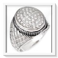 RARE FIND MENS AAA NATURAL WHITE TOPAZ GEMSTONE SOLID.925 STERLING SILVER RING SIZE 8.5