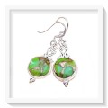 ***TOO BEAUTIFUL FOR WORDS***NATURAL COPPER GREEN TURQUOISE EARRINGS S SOLID 925  STERLING SILVER