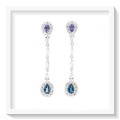 RARE EARTH MINED NATURAL LONDON BLUE TOPAZ, TANZANITE CZ GEMSTONE SOLID .925 S/ SILVER EARRINGS