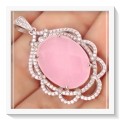 CRAZY DEAL- SPECTACULAR BEAUTY 17.58 CTS CHALCEDONY, WHITE TOPAZ PENDANT  SOLID.925 STERLING SILVER