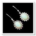 CAPTIVATING WHITE FIRE OPAL  SOLID .925 SILVER EARRINGS