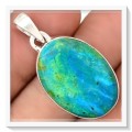 GENUINE EARTH MINED BLUE PERUVIAN OPAL SET SOLID .925 STERLING SILVER PENDANT