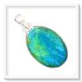 GENUINE EARTH MINED BLUE PERUVIAN OPAL SET SOLID .925 STERLING SILVER PENDANT