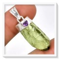 NEW ARRIVAL- 6.51 CTS NATURAL GREEN AMETHYST GEMSTONE .925 SILVER PENDANT
