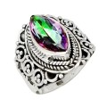 9.27 CTS MULTI -COLOUR RAINBOW TOPAZ, RING IN SOLID .925 STERLING SILVER. SIZE 7