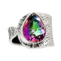 Natural Rainbow Mystic Topaz Gemstone Ring In Solid .925 Sterling Silver. Size US 7 / N