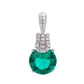 Breathtaking AAA+  Green , White Cubic Zirconia  Solid .925 Silver 14K W/Gold Pendant and Earrings