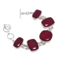 Handmade Indian Cherry Ruby Gemstone .925 Sterling Silver Bracelet