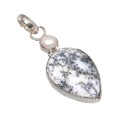 NATURAL DENDRITIC OPAL, PEARL .925 STERLING SILVER PENDANT