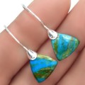 Extremely Rare- Genuine Natural Peruvian Blue Opal Set in Solid .925 Sterling Silver Earrings