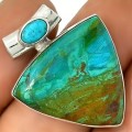 EARTH MINED PERUVIAN BLUE OPAL, SLEEPING BEAUTY TURQUOISE SET IN SOLID .925 STERLING SILVER PENDANT