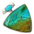 EARTH MINED PERUVIAN BLUE OPAL, SLEEPING BEAUTY TURQUOISE SET IN SOLID .925 STERLING SILVER PENDANT