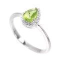 Natural Unheated Peridot and White CZ Gemstone Solid .925 Sterling Silver Ring Size 8 or Q