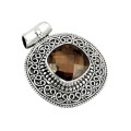 8.63 Cts Natural Smoky Topaz  Gemstone set in Solid .925 Sterling Silver Pendant
