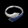 11,85 cts Top Grade Blue and White Cubic Zirconia Solid 925 Silver Ring SIze US  6 or M