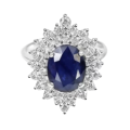 Outstanding Natural Blue Sapphire, White Cubic Zirconia Solid 925 Silver  Ring Sz 7 OR O