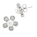 7.54 cts Natural White Pearl, White Topaz  Solid .925 Sterling Silver Earrings