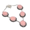 Gorgeous Salmon Dusty Pink Agate Druzy Gemstone 925 Silver Necklace