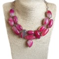 Natural Pink Botswana Agate .925 Sterling Silver Necklace