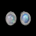 Captivating Natural Unheated Rainbow White Fire Opal Solid .925 Silver Earrings