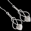 Rare Gibeon Meteorite Set in Solid Sterling Silver Dangling Earrings