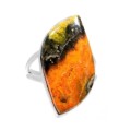 Natural Indonesian Bumble Bee Jasper Solid .925 Sterling  Silver Ring Size US 8.5 OR Q1/2