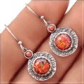 Israeli - Fire Opal Gemstone Earrings in Solid .925 Sterling Silver