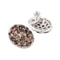 Deluxe 56.8 Cts Natural Smoky Topaz .Gemstone Solid 925 Sterling Silver 14K White Gold Stud Earrings