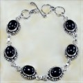 Handmade Natural Black Onyx Gemstone .925 Silver Bracelet