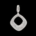 Rare Italian Design AAA Cr Diamonds Solid .925 Sterling Silver White Gold Pendant