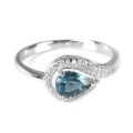 Natural Unheated London Blue Topaz CZ Gemstone Solid .925 Sterling Silver Sz US 7.75  or P1/2