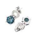 Exceptional Real Stones Natural London Blue Topaz CZ Gemstone Solid .925 Sterling Silver Studs