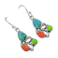3.89 cts Natural Arizona Sleeping Beauty Turquoise Solid .925 Sterling Silver Earrings