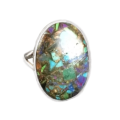 Natural  Multi - Copper Turquoise Solid .925 Sterling Silver Ring size 8.5