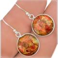 Natural Red Copper Turquoise Solid .925 Sterling Silver Earrings