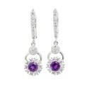 Deluxe Natural 5mm Brazilian Purple Amethyst .925 Sterling Silver 14K White Gold