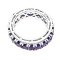 22 Natural Unheated Purple Amethyst Eternity Setting in Solid .925 Silver Ring Size 8 or Q