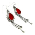 Natural Red Onyx Trendy Solid.925 Sterling Silver Earrings.
