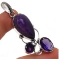 Exquisite Purple Amethyst Gemstone 925 Silver Pendant