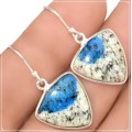 Natural K2 Granite with Blue Azurite Gemstone .925 Sterling Silver Earrings