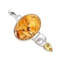 Natural Mexican Opal Matrix, Pearl ,Citrine Pendant Solid .925 Sterling Silver