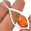 Captivating Modern Baltic Amber set in Solid .925 Sterling Silver Pendant