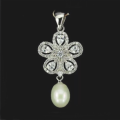 20.33 cts Natural White Pearl CZ  Solid .925  Sterling Silver Pendant