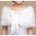 Ultra Soft Ivory Plush Faux Fur Bridal Wedding Wrap Shrug with Satin Lining