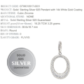Elegant Italian Design AAA Cr Diamonds Solid .925 Sterling Silver White Gold Pendant