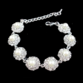 Elegant Day/evening Wear/ Bridal Silver Diamanté Pearl Bracelet