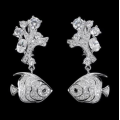 Deluxe AAA Black and White Cubic Zirconia Solid .925 Sterling Silver Earrings